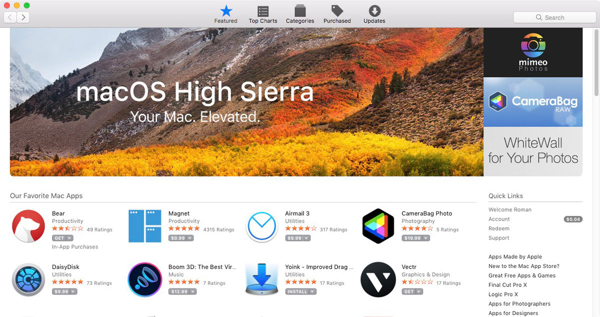 Mac os high sierra download app store